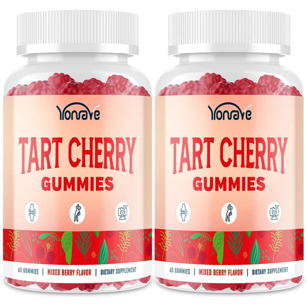 3300mg Tart Cherry Gummys for Uric Acid Cleanse, Sleep, Gout, United and Kidney Supports – 塔尔特樱桃提取剂与塞莱里种子,梅拉托宁,维生素C – 解毒剂和抗氧化剂 – 混合莓火药,120 Counter