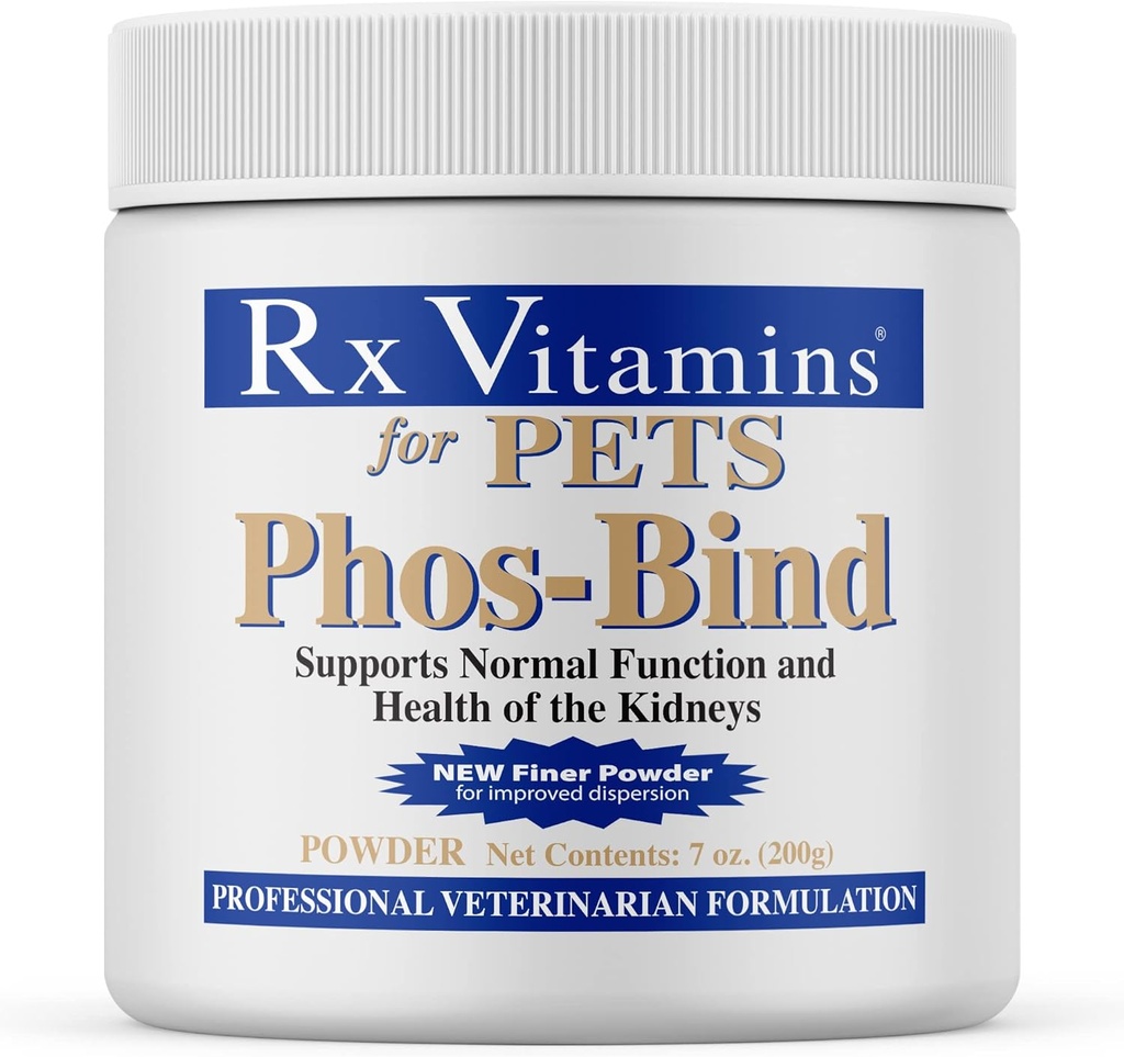 Rx维生素 Phos-Bind - 肾脏支持补充粉剂 - 猫和狗磷酸Binder 肾脏健康 - 支持正常肾脏清洁和基本肾脏护理 - 200g