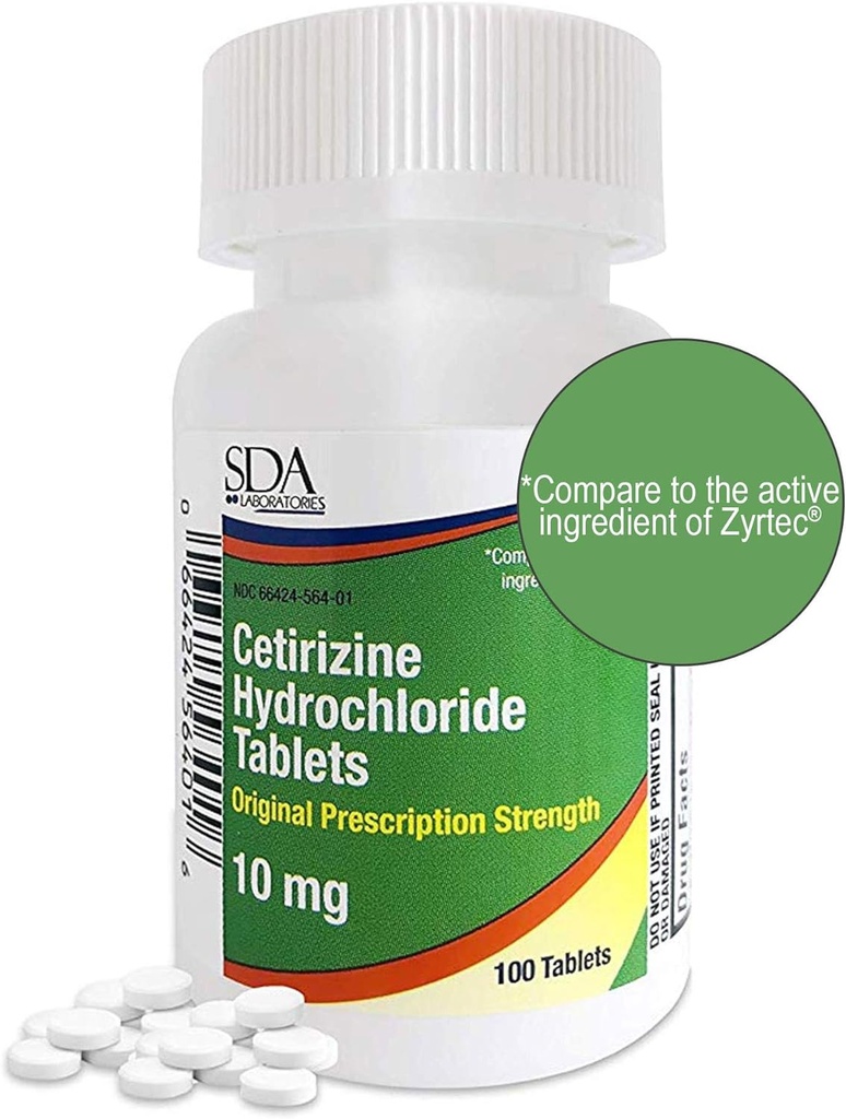 SDA 实验室全天24小时超敏医学 100 抗过敏药 Pollen, Hay Fever, Dry, Ichy Eyes QQ Cetirizine HCl 10mg 片