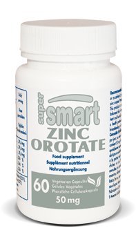 Supersmart - Zinc Orotate Supplement 100 mg/日(强化形式) - 免疫支持 - 能量与代谢促进器 - Mild Acne药丸 - 皮肤健康 QQN-GMO & Gluten Free - 60 蔬菜卡普苏莱斯