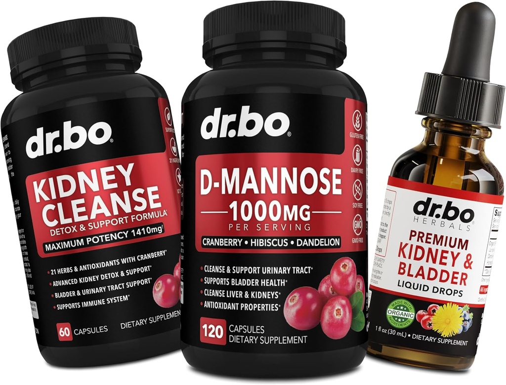 肾脏清洁和D Mannose 补充品 - 肾脏解毒和Bladder 支持液滴补充品,D-Mannose 500mg 1000mg Capsules - DMannose Cranberry, 支持肾脏,Bladder 和 Urinary Tract 健康