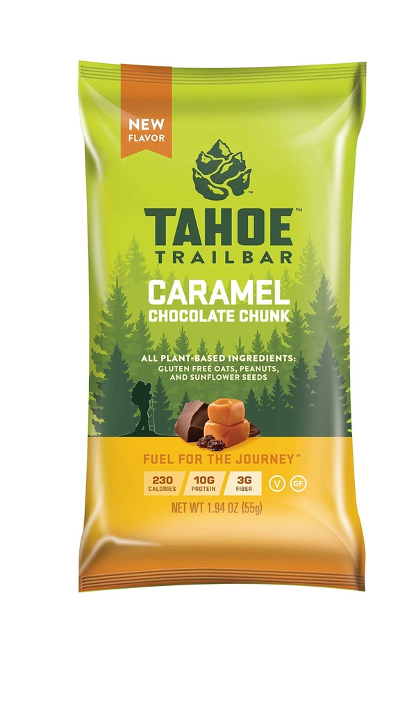Tahoe Trail Bar,植物天然能源酒吧(1.94 Ounce 蛋白质酒吧,12 Counter) 高蛋白非GMO,Gluten Free,Vegen 健康小吃 - 焦糖巧克力春克