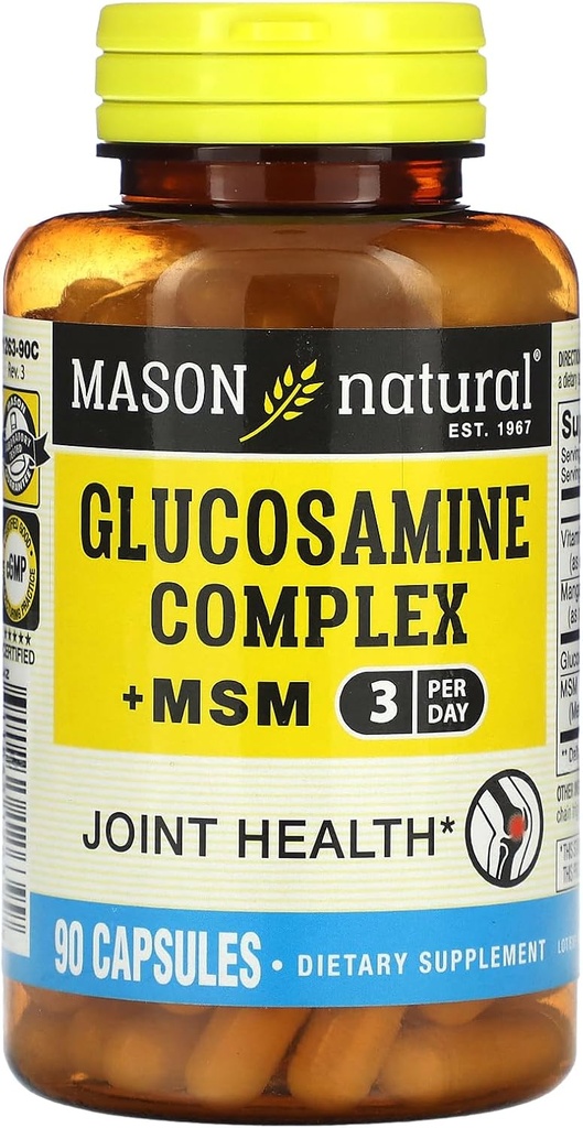 MASON NATURAL Glucosamine Complex 加维生素C的MSM - 支持联合健康,提高灵活性和流动性,90卡普勒