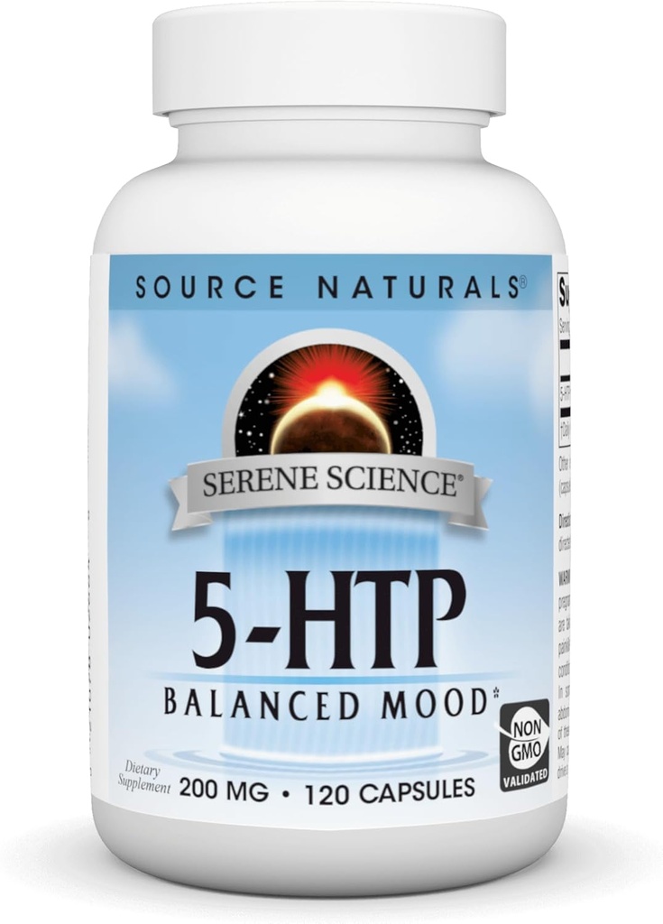 资料来源:自然水分科学 5-HTP,平衡的Mood*,非GMO食物补充,200毫克 - 120卡普尔
