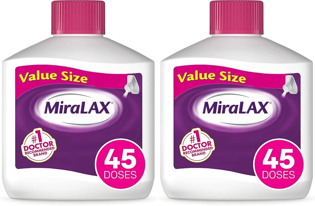 MiraLAX Gentle Contlease Relief Laxative Powder, Stool Sweater with PEG 3350, 在你身体里自然与水一起工作, No Harsh side Effect, Osmotic Laxative, 1 Physician 建议 (Pack of 2)
