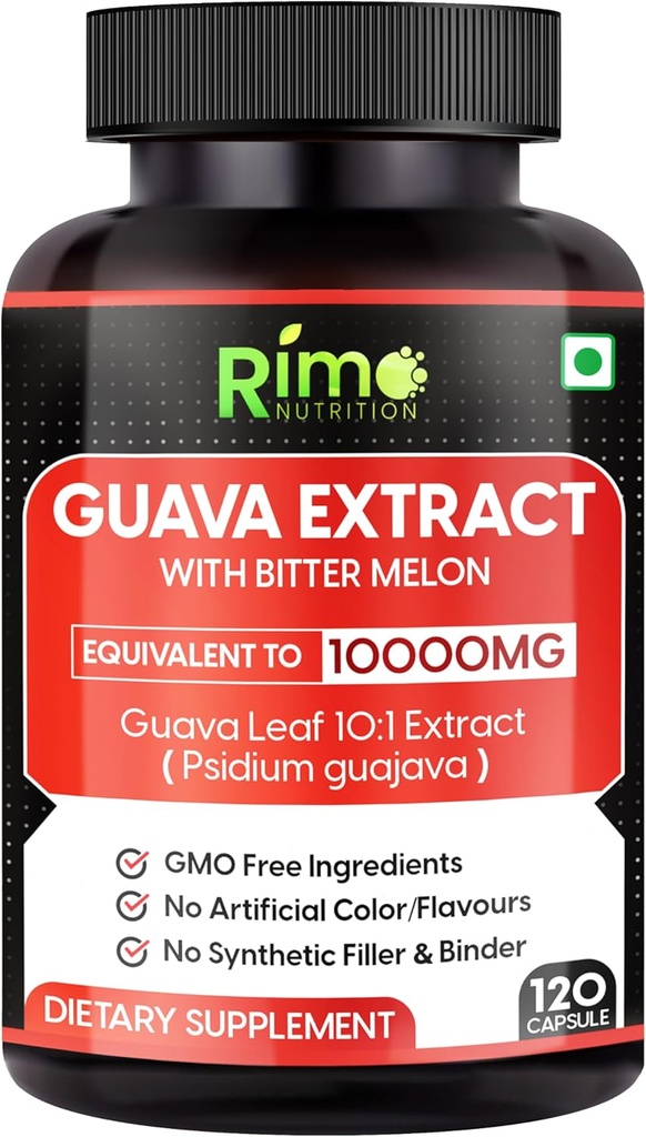 与Bitter Melon 120 Veg Capsules 1000毫克的瓜瓦叶提取器