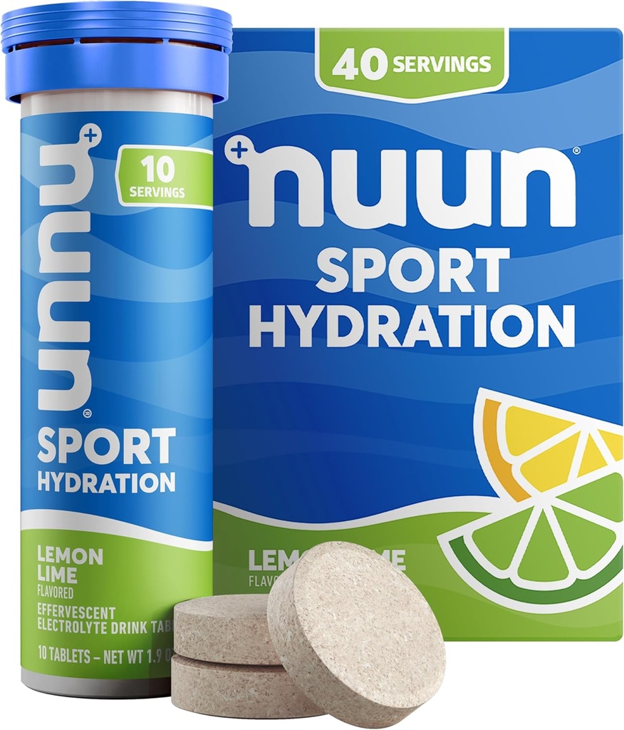 具有镁、钙、钾、氯和钠、Gluten Free & Vegan、柠檬液、4 Pack(共计40种)的Nun运动电解片