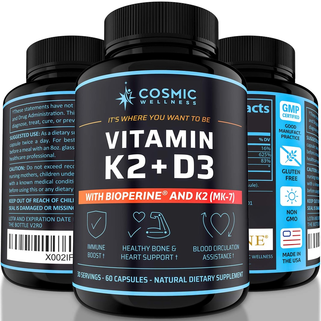 K2 D3 维生素补充5000 Iu -- -- 用于更健康的骨头、血液、心脏和更好的免疫力 -- -- 强化钙吸收生物丙烯 -- -- 100%天然和无过敏 -- -- 维生素D3 K2 Mk7 5000 Iu