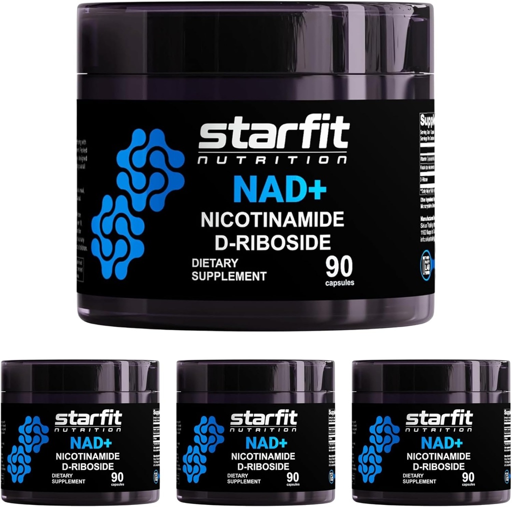 STARFIT - 尼科蒂纳米德D-里博赛德,尼科蒂纳米德里博赛德支持NAD+ Levels, Focus and Energy Supplement, 代谢主义支持尼科蒂纳米德·里博赛德 NAD Supplement, 360 Capsules