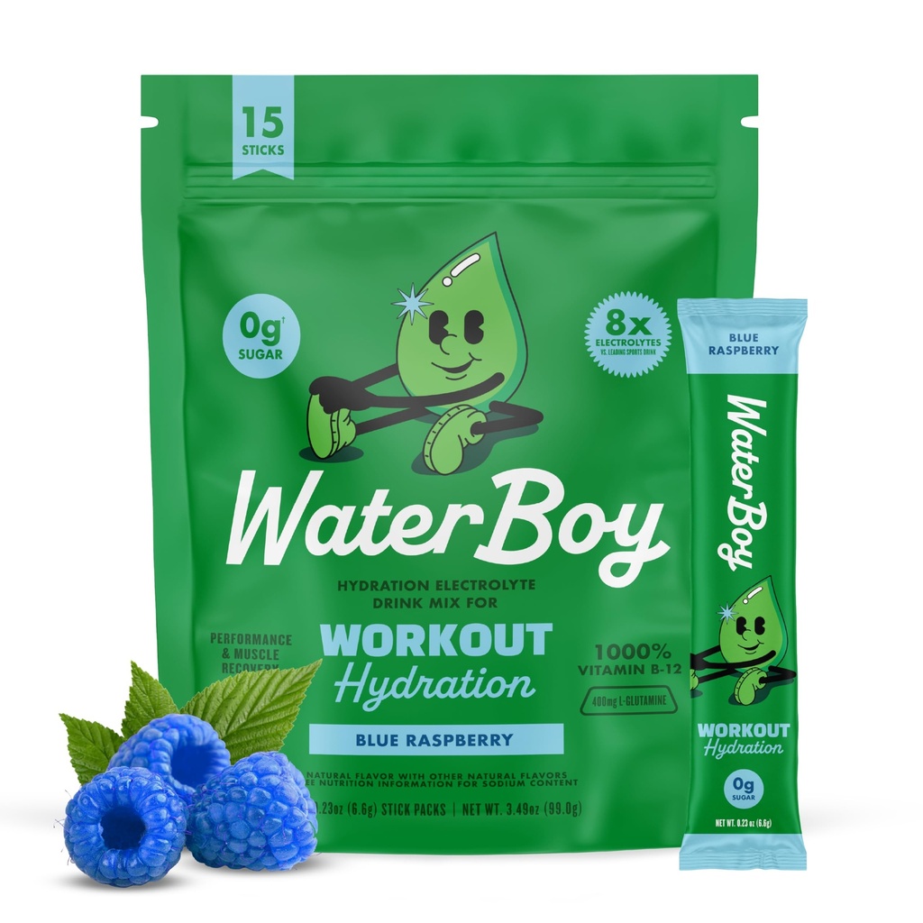 (原始内容存档于2018-09-29) (英语). Waterboy Workingout Hydrition QQ 2,960mg 糖无电解质 Powter Packets L-Glutamine + Vitamins → No Sugar, All Natural, Gluten Free → 15 Drinking Stick Mixes (蓝莓).