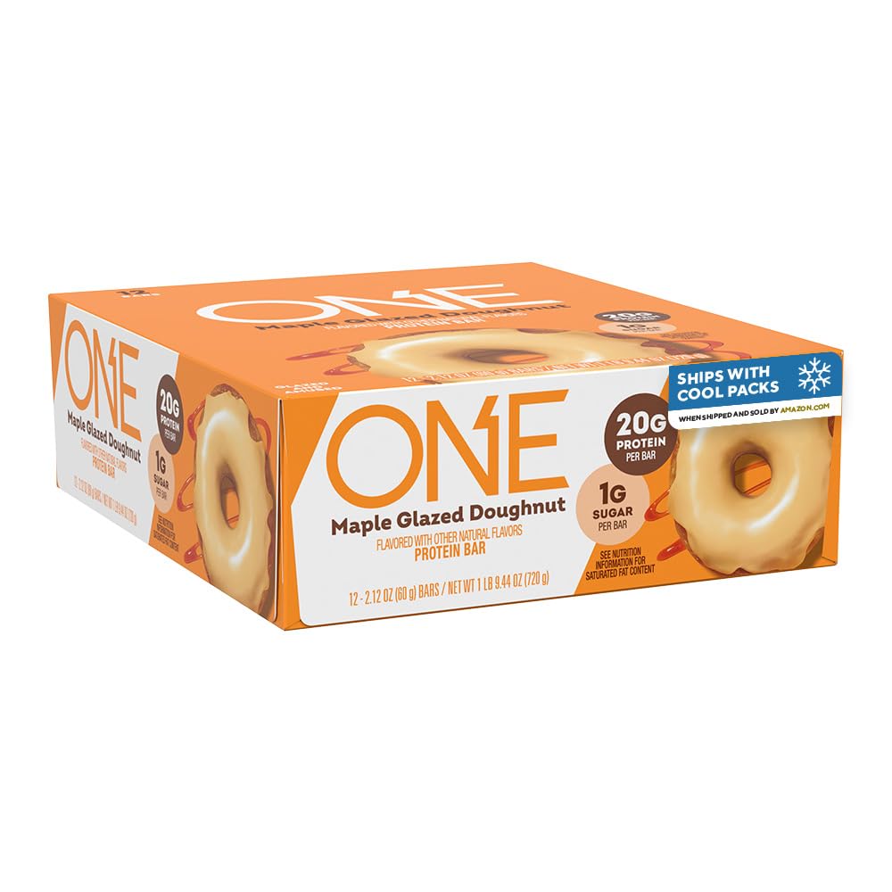 One蛋白棒,枫糖Doughnut,Gluten Free 配20g蛋白和1g糖,Pantry Staples,2.12 oz(12个伯爵)