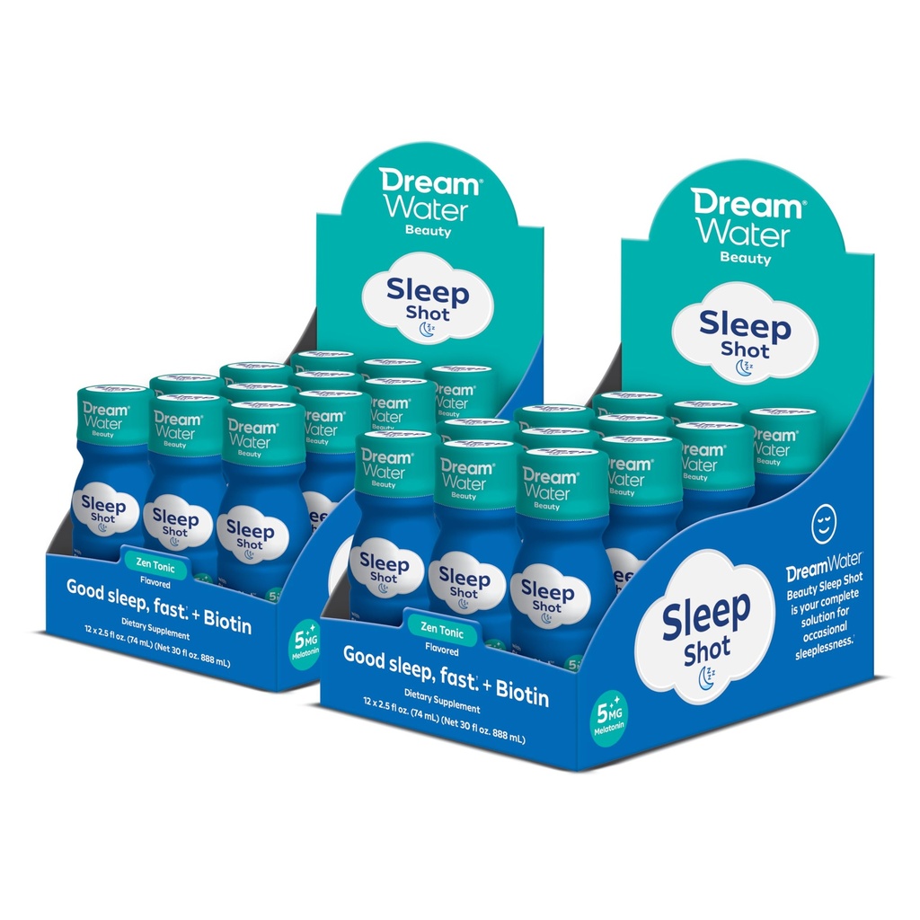 梦水美人睡眠援助饮料补充品;Melatonin 5mg,GABA,5-HTP, Plus Biotin for Health Skin, Hair and Nails; 2.5 oz Liquid Sleep Shots, Zen Tonic 24 Count