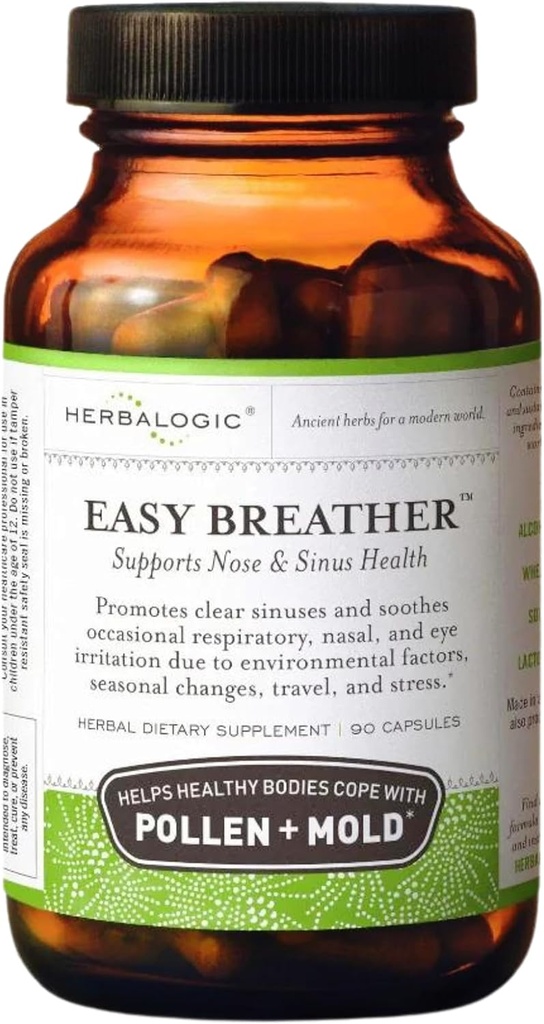 Herbalogic - 轻松呼吸器 Herb Capsules - 支持 Nose & Sinus 健康 - 帮助健康的身体 Cope with Pollen & Mold - 基于传统中国公式 Yu Ping Fang San - 90 Cap Count