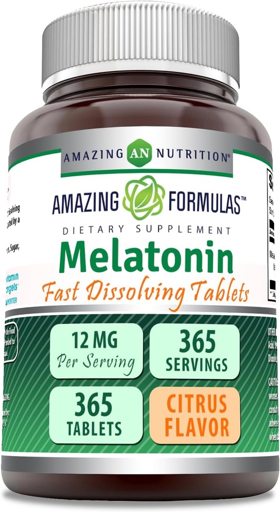 Melatonin快速解析补充品 CCRUS Flavor 12 Mg Perervice 365平板电脑 美国制造