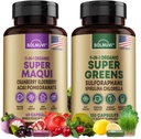 All in One Superfood Bundle - Super Maqui Berry & Super Greens - Gut Health, Immune, Skin, Wellness Support - 非 GMO, Gluten Free, Vegan 补充