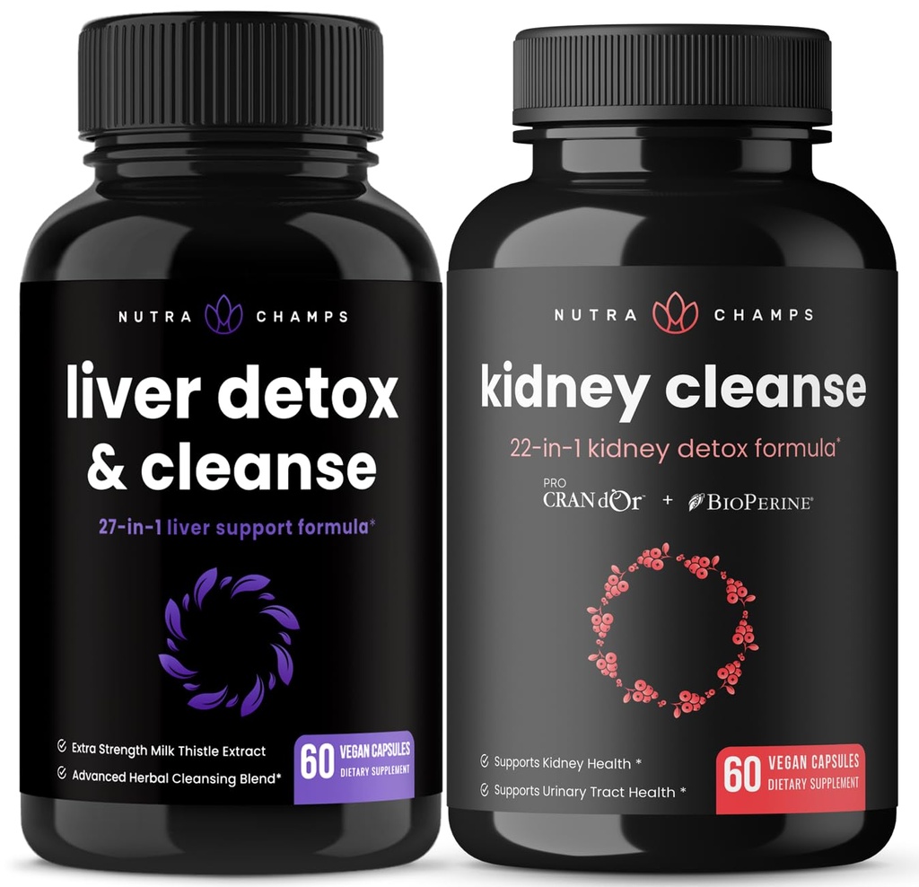 NutraChamps Liver Cleanse Capsules 和 肾脏 Cleanse Capsules 2 包装包
