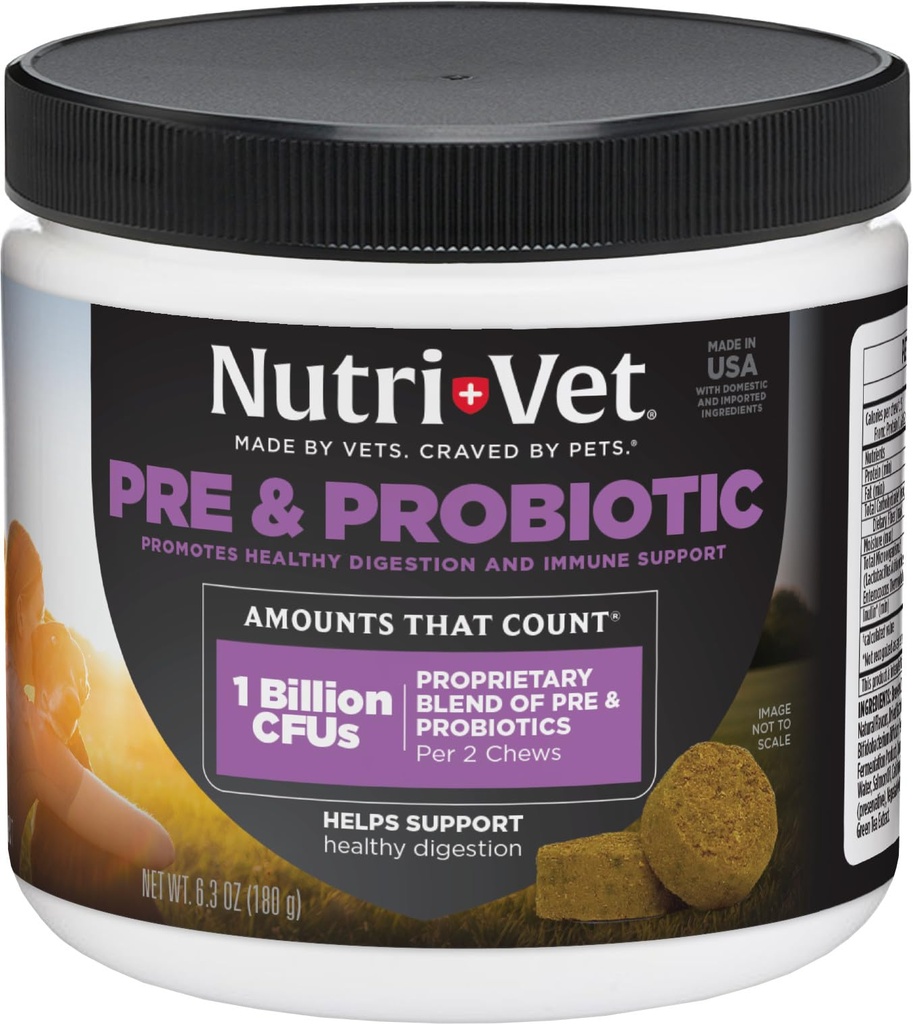 狗的营养素-维特 Pre & Probiotics for Dogs, 消化支持, Upset 胃, 小狗 Probiotics, Pet Vitamins and Suppers, Dog Probiotics, Liver & Cheese Flavor, 120 Soft Chews (英语).