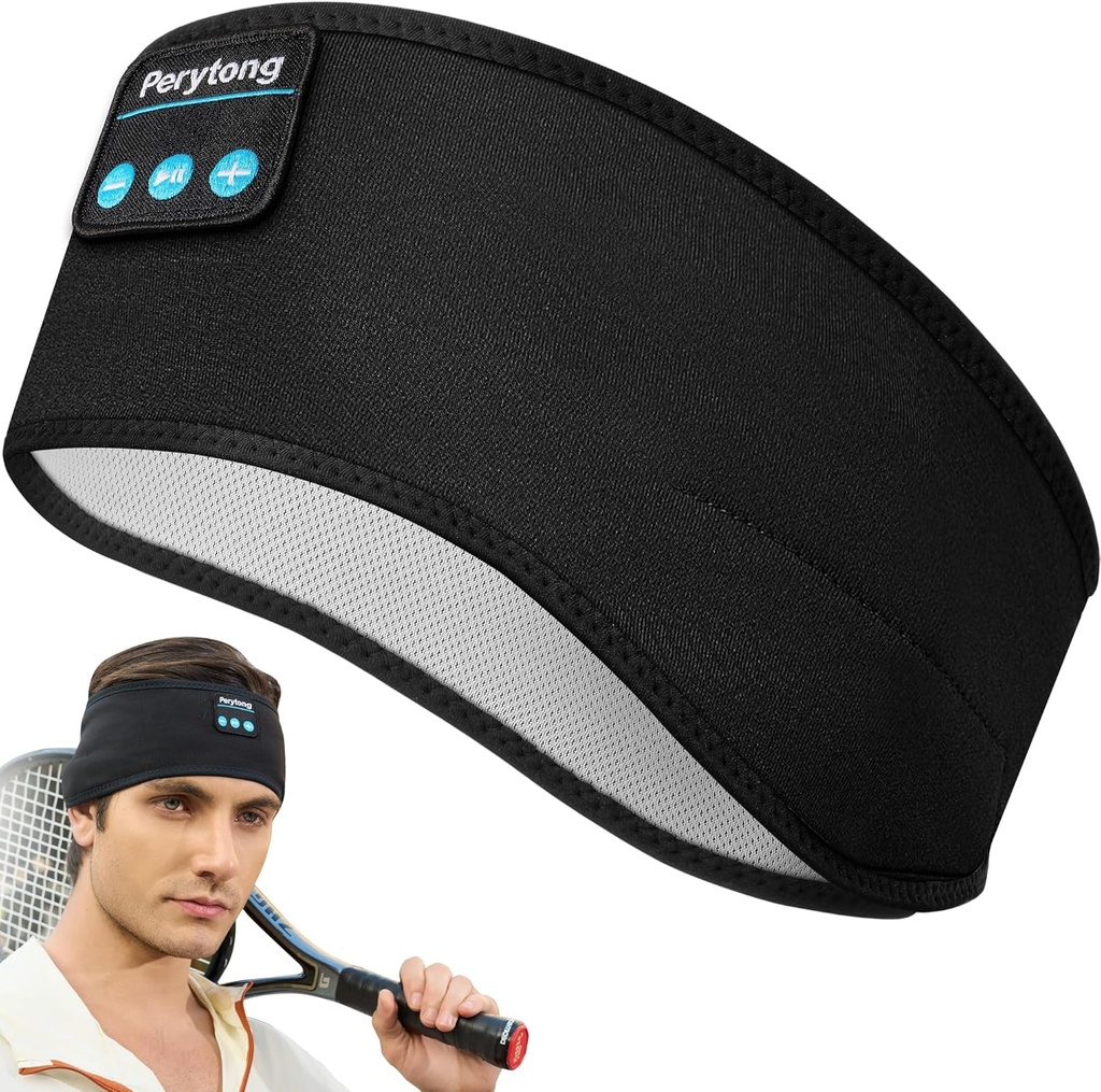 Perytong睡眠耳机无线,蓝牙体育头带耳机有Ultra-Thin HD Stereo Speakers,Unisex,完美睡眠,Workout,Jogging,Yoga,Insomnia,航空旅行,冥想