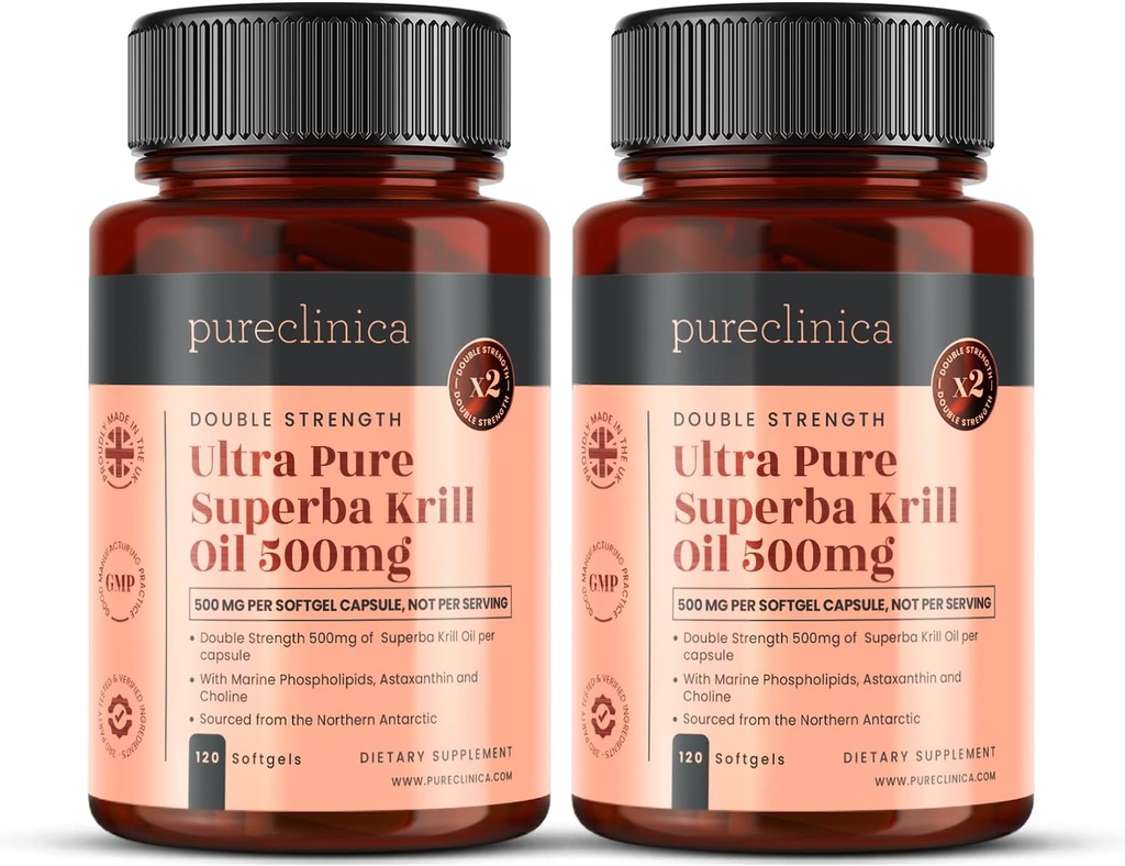 超纯磷脂油500mg x 240 Capsules(2瓶)-来源于南极无污染水域,为Astaxanthin,Omega 3和维生素D提供丰富的供应