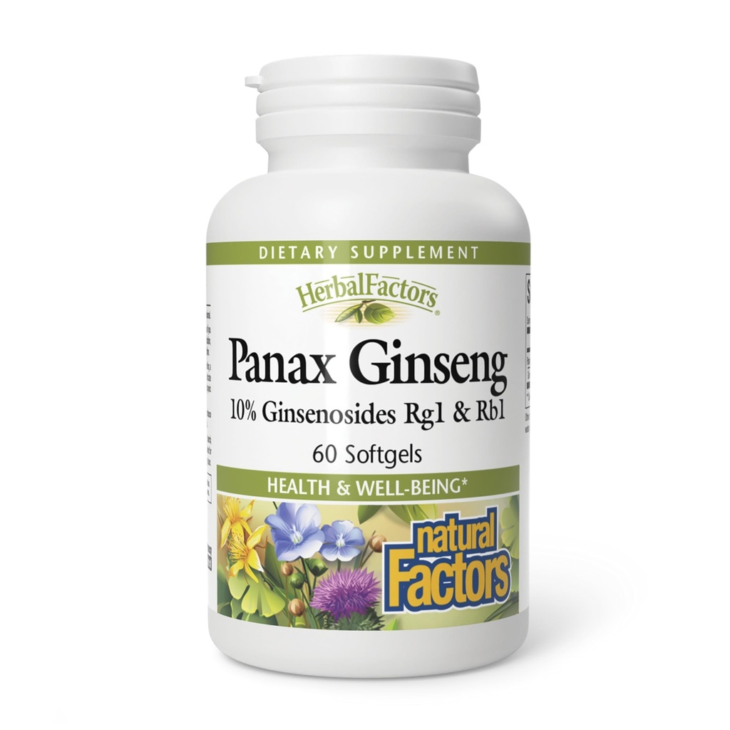 Panax Ginseng,《自然因素的草药因素》,《促进抵抗日常压力和健康健康》,60种软胶(60种服务)