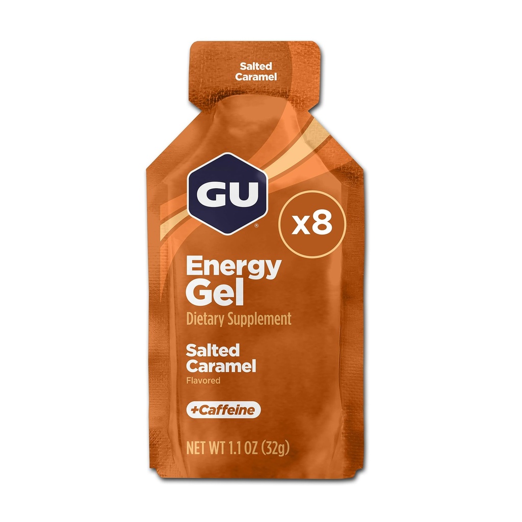 GU 能源 原始运动营养 能源 Gel, 8-Count, 盐焦糖