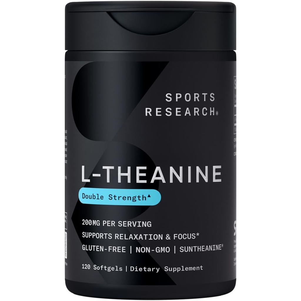 运动研究L-Theanine 200mg 与有机椰油 → Suntheanine 补充 聚焦,放松和警觉 → 双强,非GMO和Gluten Free