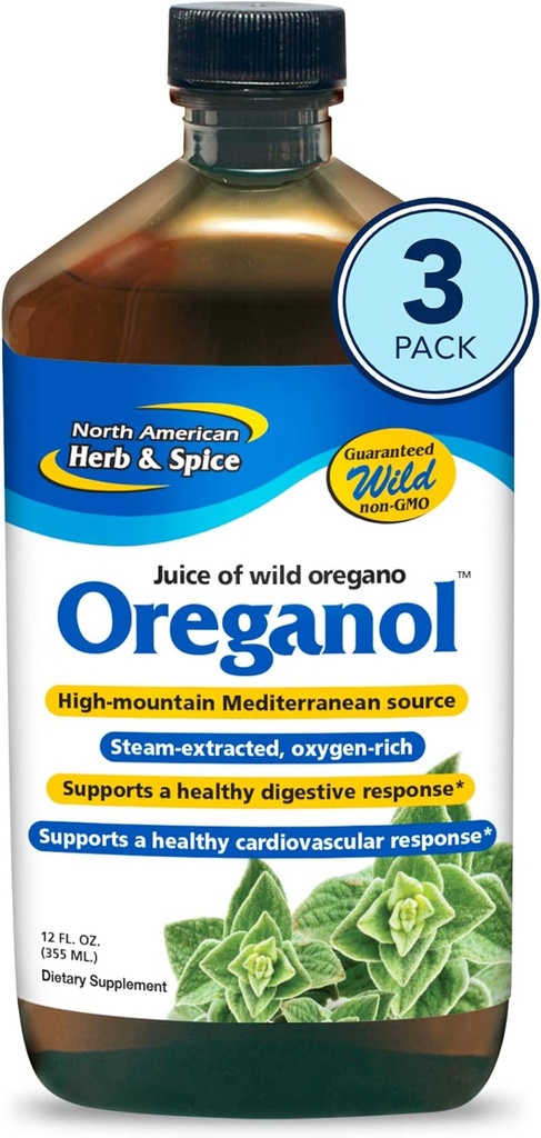 北美草药和香料 Oreganol P73 Juice - 12 fl oz - pack of 3 - 野生 Oregano Oil - 心与消化性健康 - 肾脏,Pancreas & Liver支持 - 非GMO - 173 总服务量