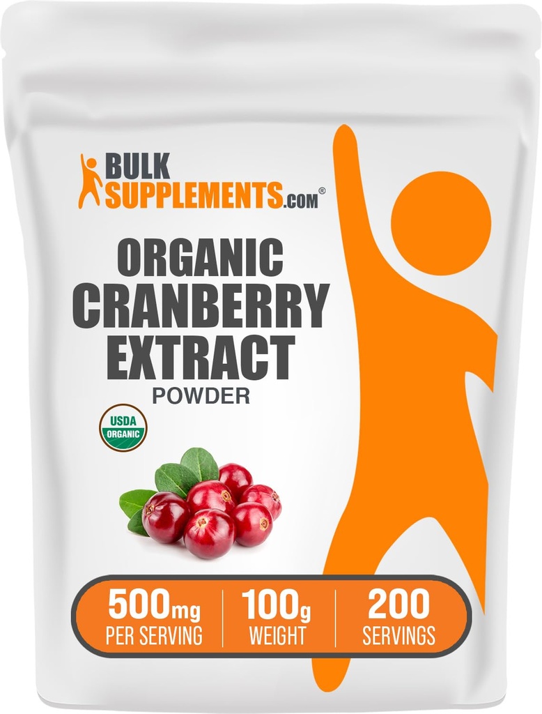 bulk Assupports.com 有机Cranberry 提取粉末 - 有机Cranberry 火焰粉末,来源于Vaccinium Macrocarpon Fruits - Vegan & Gluten Free,每服500毫克,100g(3.5 oz) (Pack of 1)