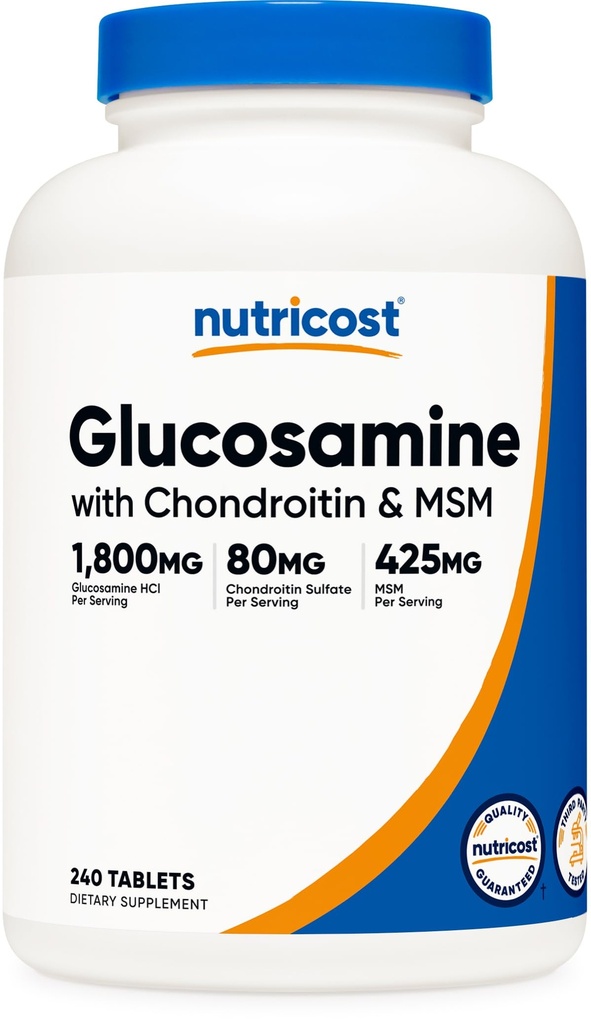 含Chondroitin & MSM的1800毫克Glucosamine、240块平板电脑、120个服务设备 -- -- 非GMO、Gluten Free