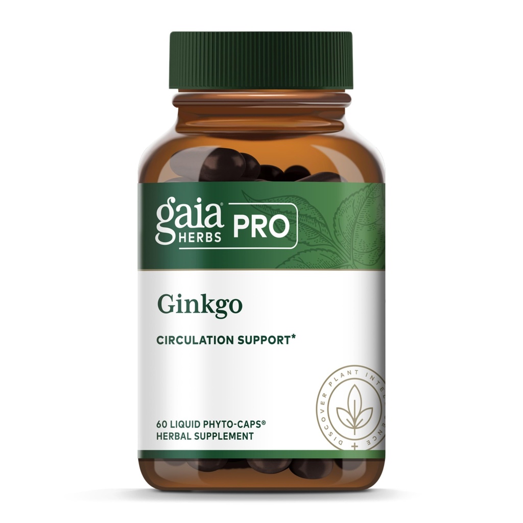 GAIA HERBS PRO Ginkgo - 健康血液流动和脑功能支持补编* - 血液流通支持补编* 配有Ginkgo叶片提取器 - 60 液态植物帽(30种服务)