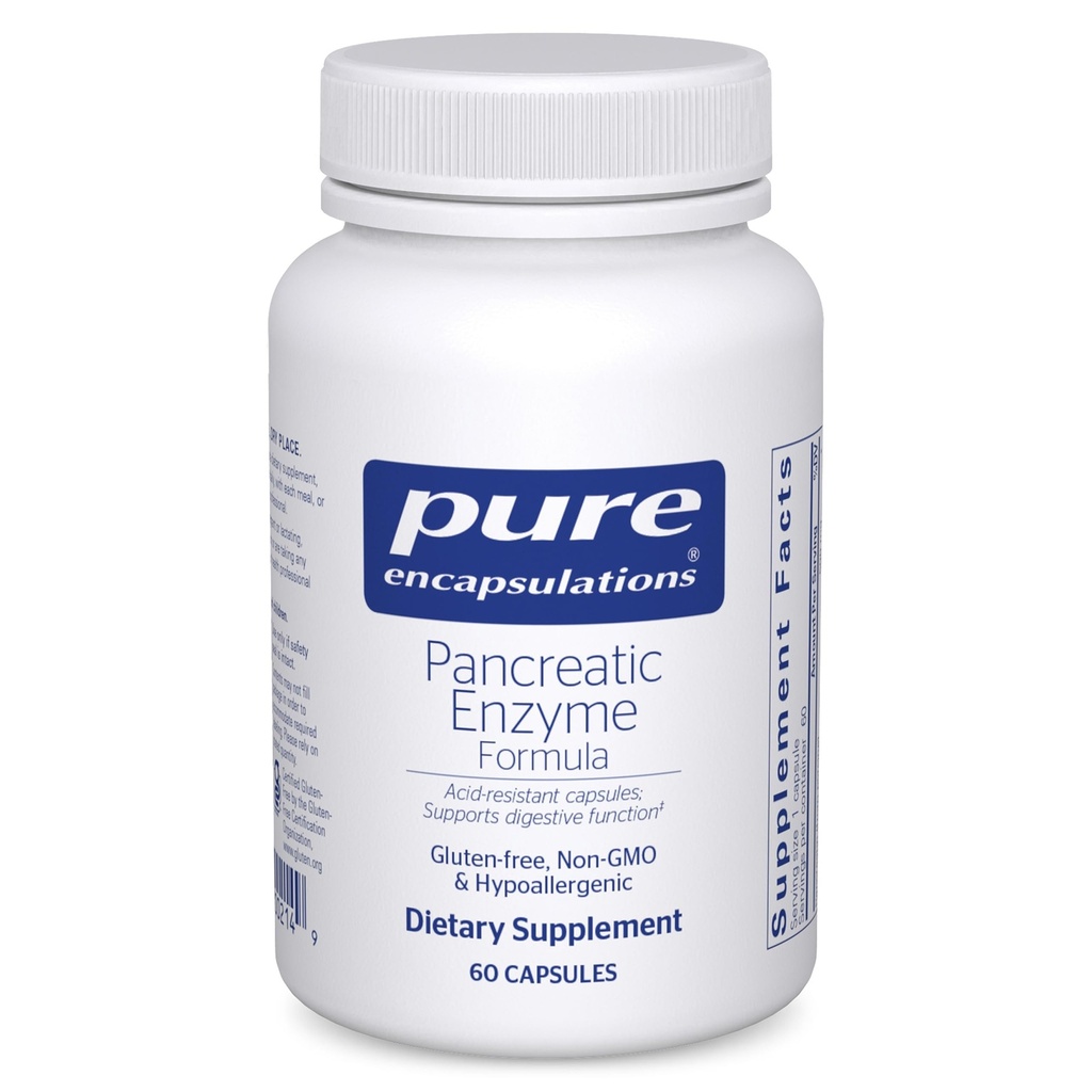 纯封装 Pancreatic Enzyme 公式 - 消化酶 消化酶 - 加强古特健康* - 定向交付 Capsules - Gluten Free & Non-GMO - 60 Capsules