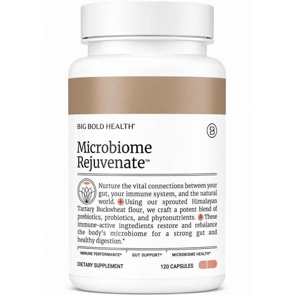 BIG BOLD HEALTH 微生素 复原生素 + Gut 健康与免疫系统支持的亲原补充剂 - 具有Imune-Active喜马拉雅山地盐水大麦 - Gluten-Free(120个植物卡普尔)