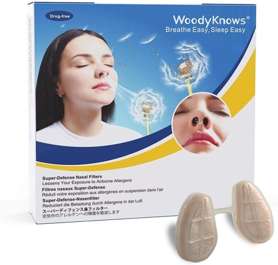 WoodyKnows 3 超级防鼻滤镜,配备24对重置滤镜,季节性过敏和工业污染援助(窄,大,3滤镜+24重置)