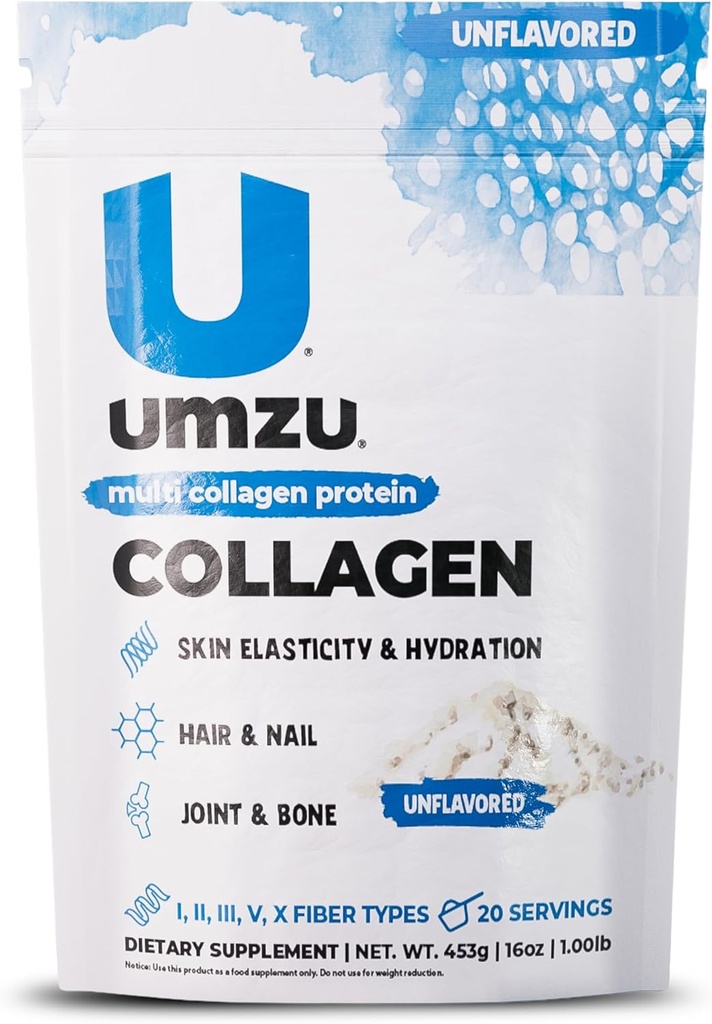 UMZU ZuCollagen 水解蛋白粉 → 5 Collagen Peptide 类型用于健康头发,皮肤,钉子,关节和古特 → 低卡路里,高蛋白 (20g 蛋白质/服务 → 不受欢迎)