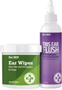 宠物 MD 狗耳清洁擦拭器,使用 Aloe 和 Eucalyptus + 兽用 Tris Flush 猫耳清洁器