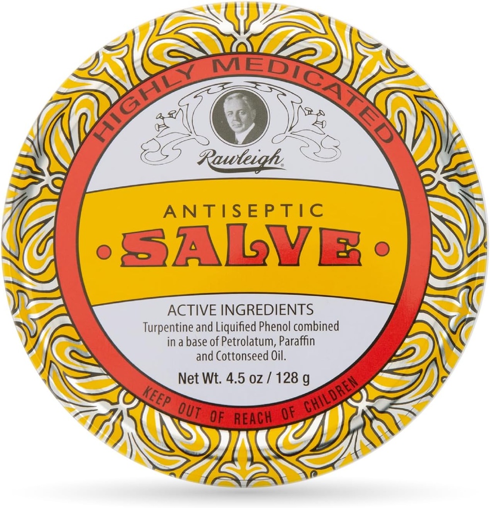 Rawleigh 抗化剂 Salve 图标黄大锡:4.5 oz,天然,多用途膏剂 苏打皮切片,布鲁伊斯,刺激剂,配有图尔彭丁,Phenol,棉籽油,原配方 - 包式1