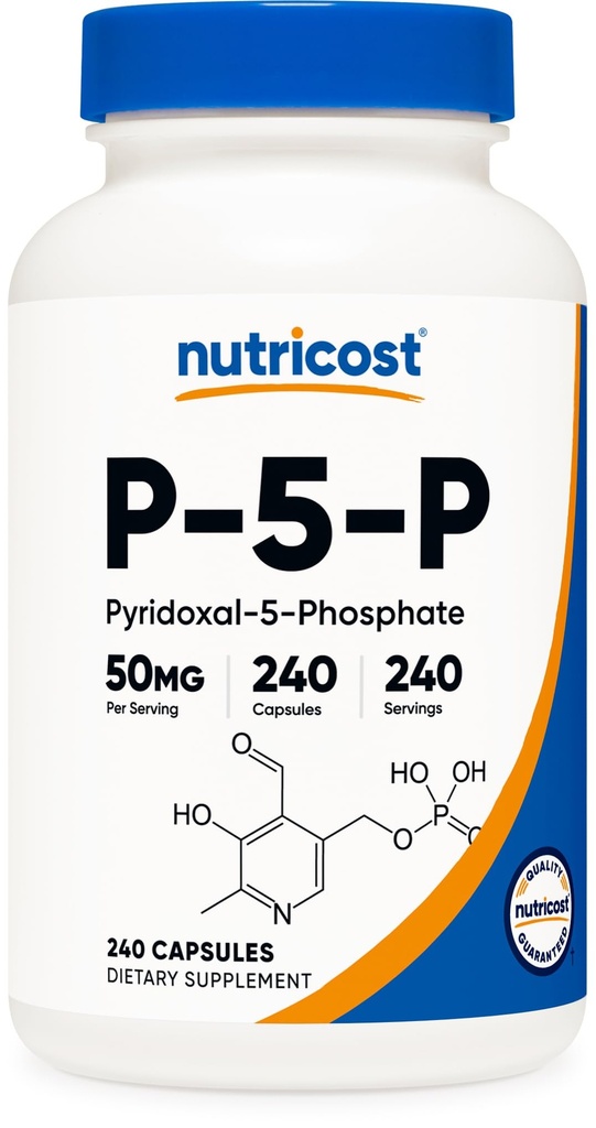 营养成本P5P 维生素B6 补充50mg, 240 capsules (Pyridoxal-5-Phosphate) - 蔬菜友好型,非GMO型, Gluten Free型