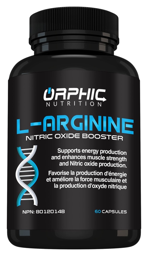 ORPHIC NUTION L 男子阿吉宁补充剂 1000mg+ - 60 Capsules - L Citrulline and Nitric Oxide 补充剂 支持肌肉健康,锻炼耐力,宽度,心脏健康,能量水平*