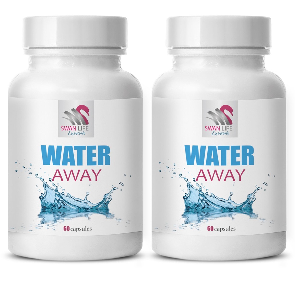 水平衡补充剂 - WATER AWAY - 支持补充剂 水溶液 天然水分混合剂 草药水平衡剂 水分支持补充剂 自然支持剂 水平衡剂 2瓶120盖