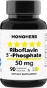MONOHERB Riboflavin 5'-磷酸盐 50 mg - 90 植物卡普尔 - 生物活性维生素B2 - 在美国制造