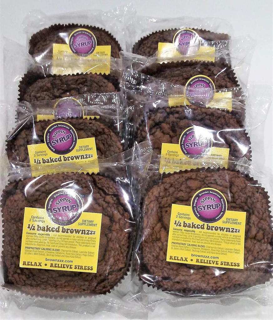 1/2 Baked Brownzzz - Relax and Relieve pression - Qty. of 8 in Box - 与查莫米莱,拉文德,瓦莱里安,圣约翰虫和更多(8)一起的饮食补充.