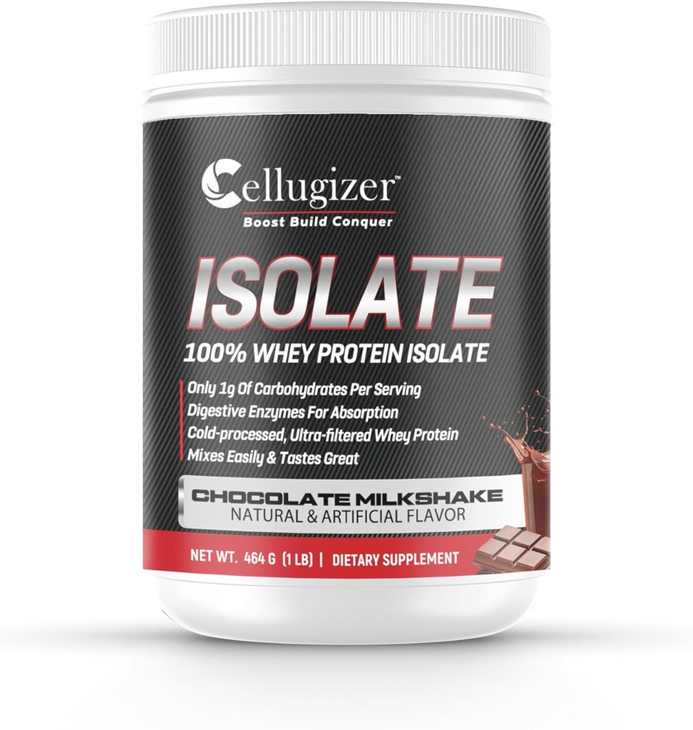 纤维化器 100% Whey 隔离 1lb,巧克力 I 25g 蛋白质,快速消化 I 0g 糖, 低碳