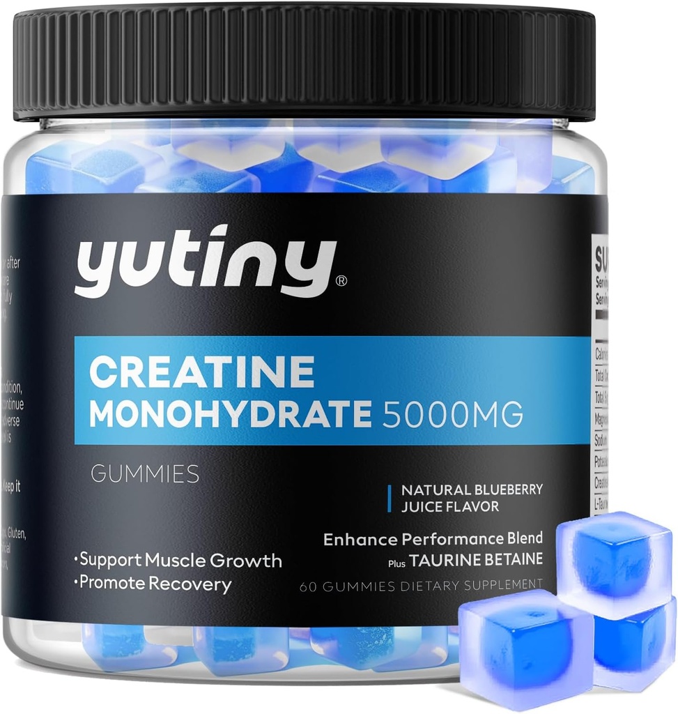 Creatine Monohydrate 填充甘米,Creatine Monohydrate Chews for Men & Women, 肌肉生长的超强,蓝莓火焰,60 Chewables, 1个月供应
