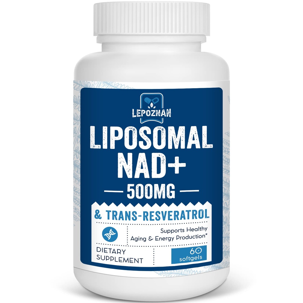 Liposomal NAD+ 500 mg + 跨抗反转录300 mg, 高级吸收真NAD 补充细胞能量代谢和DNA修复效率, 60 Softgel