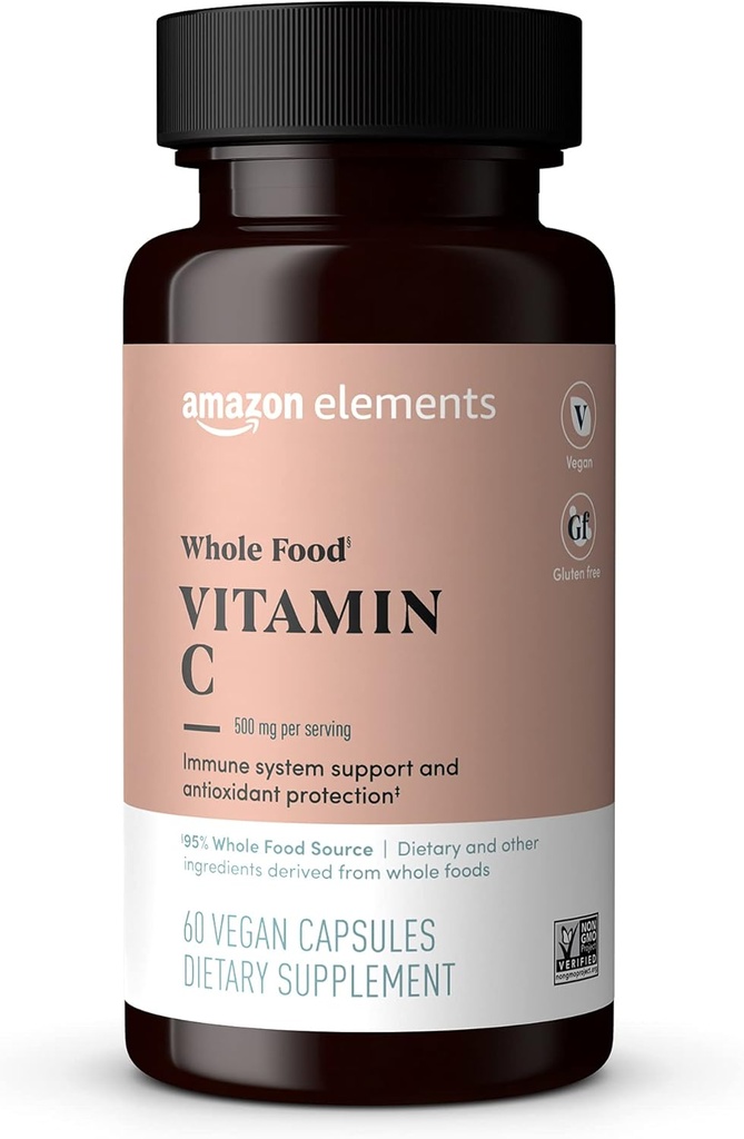 要素 -- -- 全食品维生素C、95%全食品来源、饮食和其他成分来自全食品、非GMO经核实的成分、素食认证、以及无脂60个胶囊