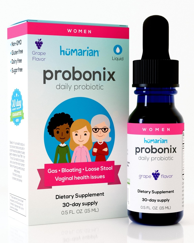 Probonix Humarian 液态增生药 -- -- 12种增生药 -- -- 以巩固妇女的口腔健康、阴道健康、豁免和整体健康 -- -- 30天供应 -- -- 美味葡萄