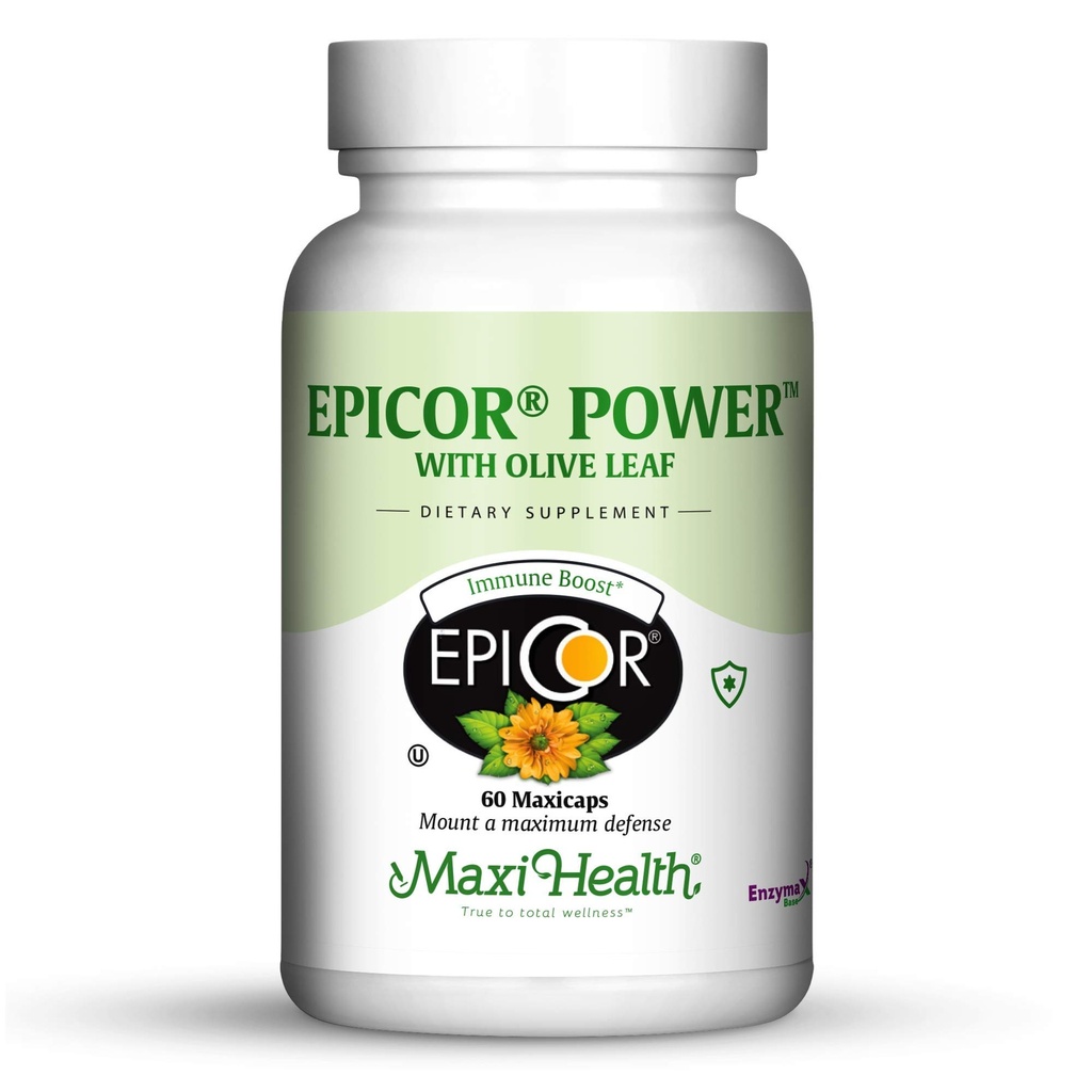 由Maxi Health 制作的 EpiCor 配橄榄叶提取器 - 加工过的Brewer的叶片 - 60 蔬菜 Capsules - Kosher