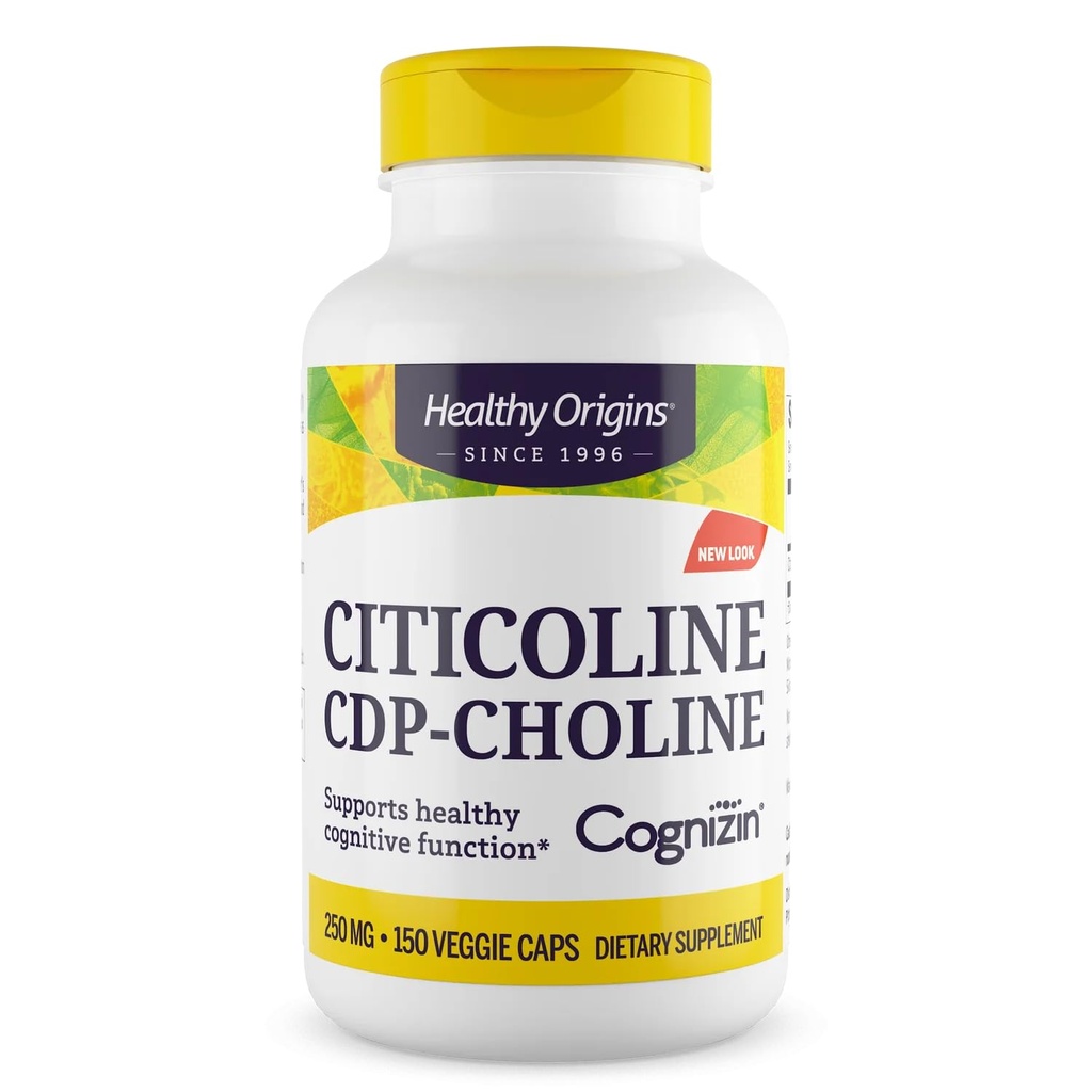 健康起源 Cognizin(花旗),250毫克 - Citicoline CDP Choline 记忆的大脑补充剂 - 非GMO, Vegan & Gluten-Free 补充剂 - 150 Veggie Capsules