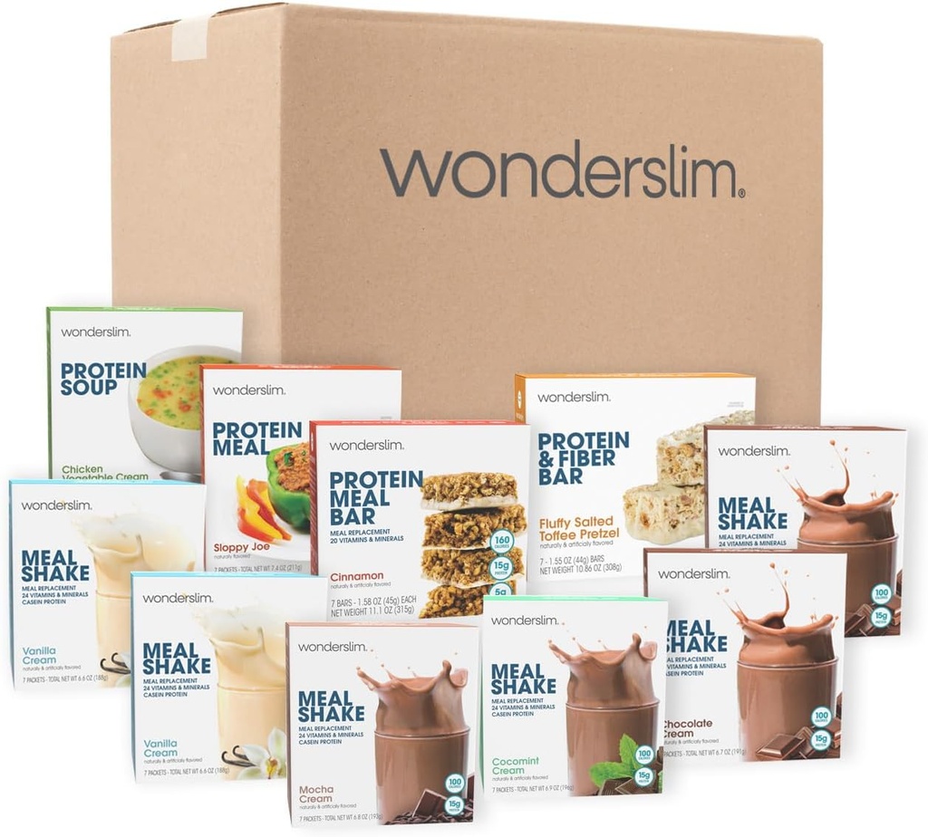 Wonderslim 2 Week体重损失食品包 — 70 准备用餐减肥食品,预装餐具,供男性和女性食用,为长期成功构建结构