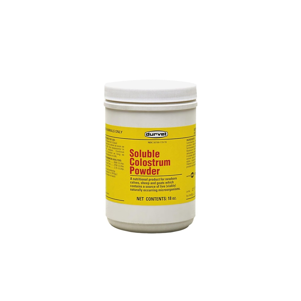 Durvet 可溶性Colostrum 粉末,18 Ounce集装箱